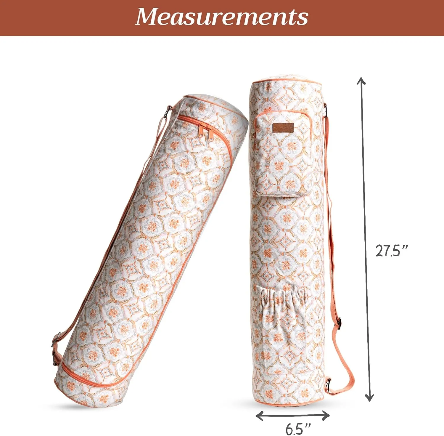 Maison d'Hermine Yoga Mat bag, Cylindrical bag for Woman&Men, yoga mat Bag &Adjustable shoulder straps Yoga Mat Carrier Bag with Drawstring Water Bottle Pocket and zipper pocket