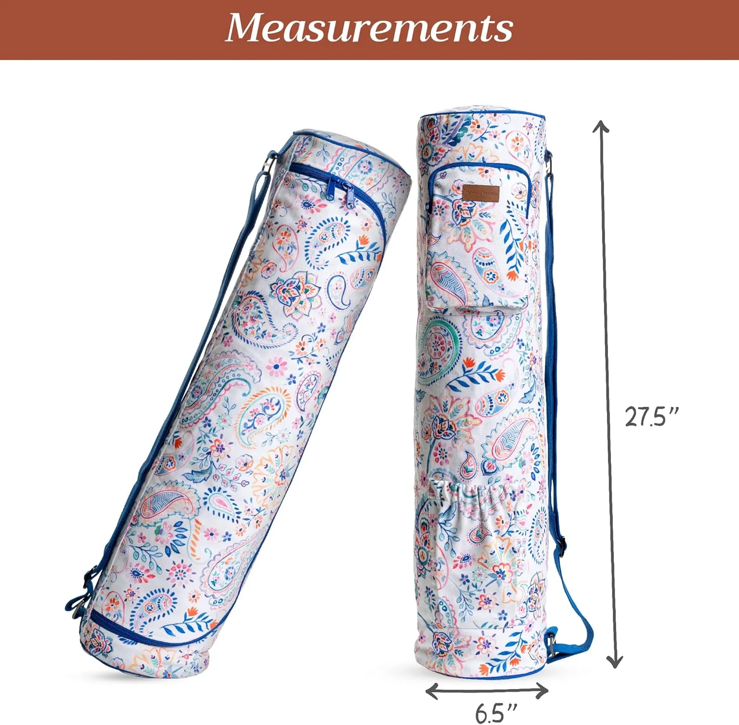 Maison d'Hermine Yoga Mat bag, Cylindrical bag for Woman&Men, yoga mat Bag &Adjustable shoulder straps Yoga Mat Carrier Bag with Drawstring Water Bottle Pocket and zipper pocket