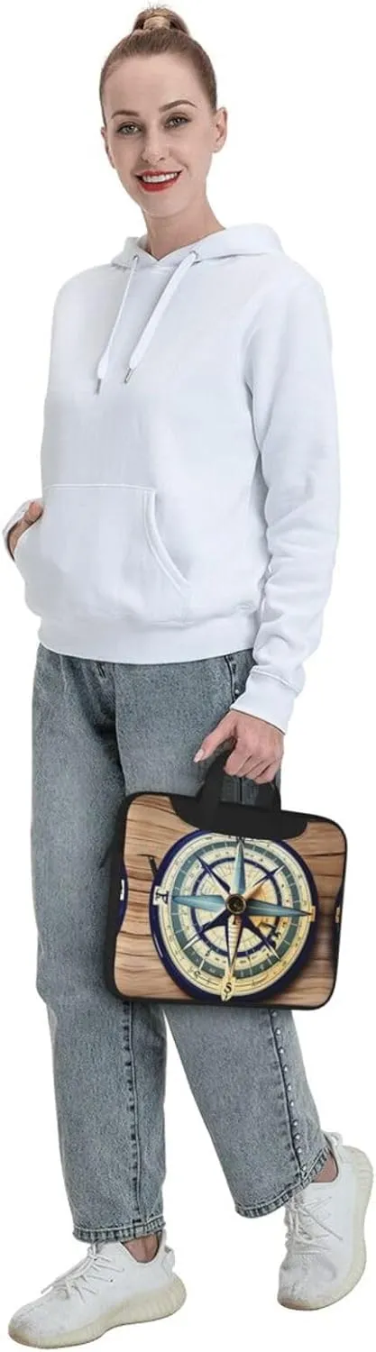 Maritime Sailboat Compass Print Laptop Bag Laptop Case Shoulder Laptop Bag with Padded Protection Spacious Pockets