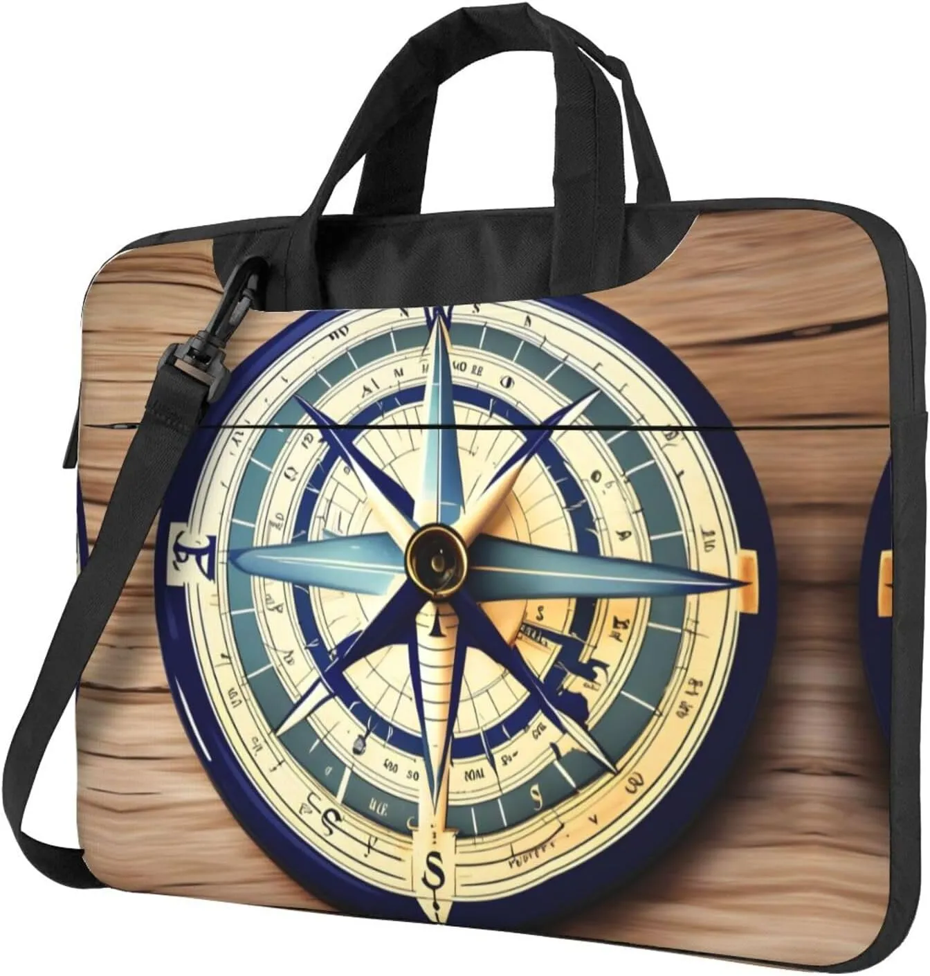 Maritime Sailboat Compass Print Laptop Bag Laptop Case Shoulder Laptop Bag with Padded Protection Spacious Pockets