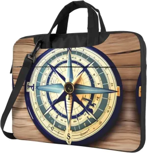 Maritime Sailboat Compass Print Laptop Bag Laptop Case Shoulder Laptop Bag with Padded Protection Spacious Pockets