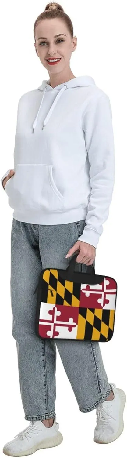 Maryland State Flag Print Laptop Adjustable Shoulder Strap With Handle Accessory Pocket For Men Women