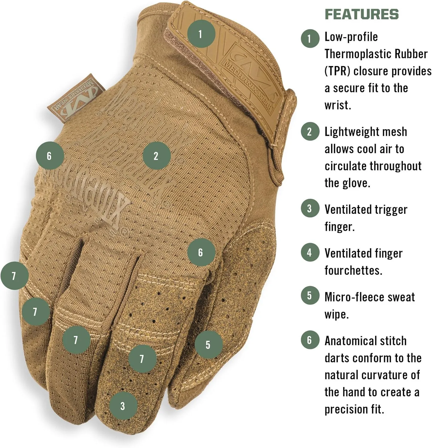 Mechanix Wear: Tactical Specialty Vent Tactical Gloves, Touch Capable, High Dexterity, Gloves for Airsoft, Paintball, and Field Work, Work Gloves for Men (Brown, X-Large)