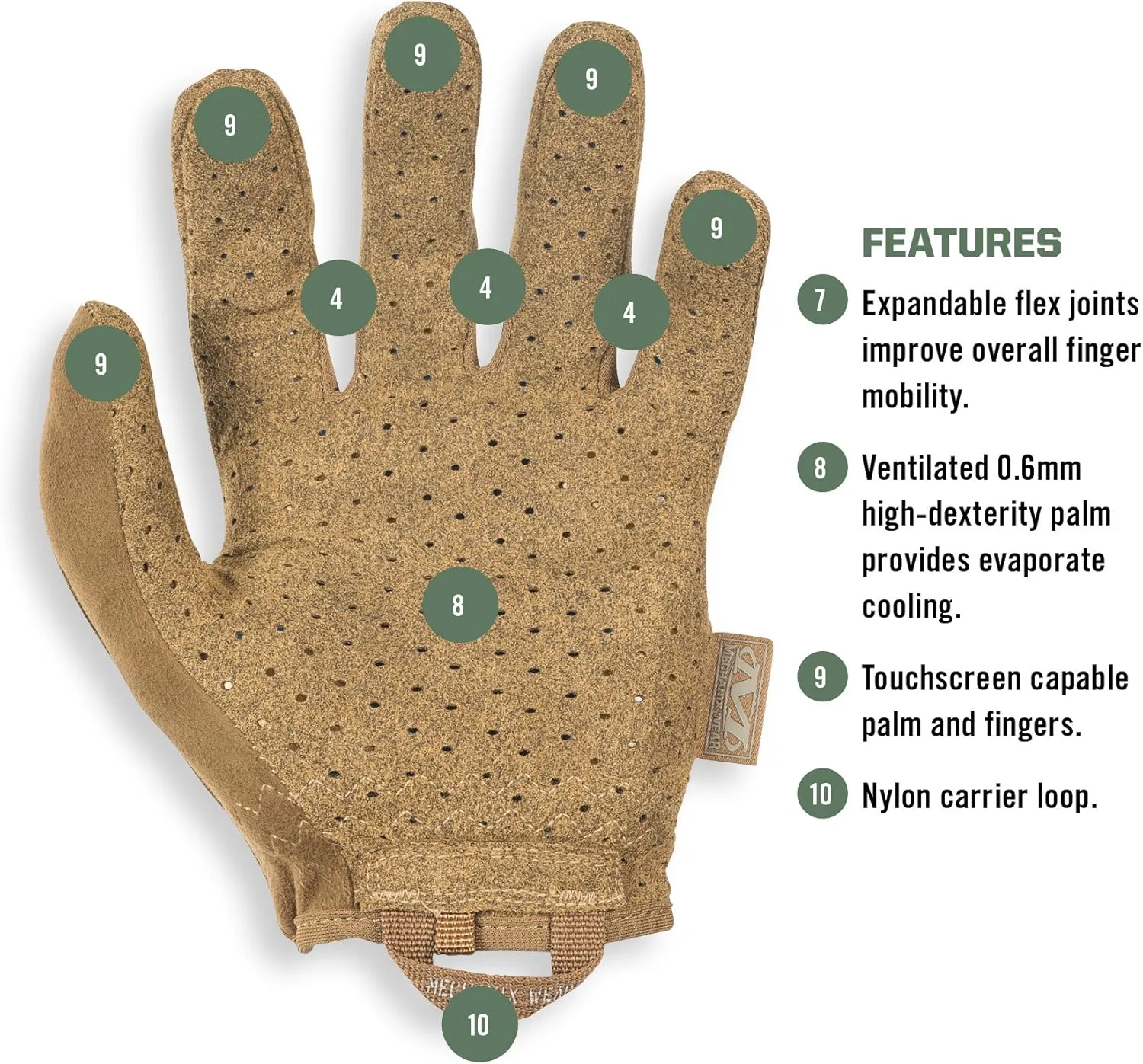 Mechanix Wear: Tactical Specialty Vent Tactical Gloves, Touch Capable, High Dexterity, Gloves for Airsoft, Paintball, and Field Work, Work Gloves for Men (Brown, X-Large)