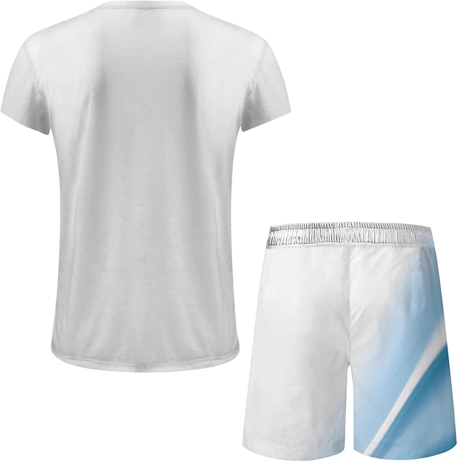 Men 2 Piece Outfits Casual Short Sleeve Summer Fashion Gradient Color Athletic Shirt and Drawstring Shorts Sweatsuit