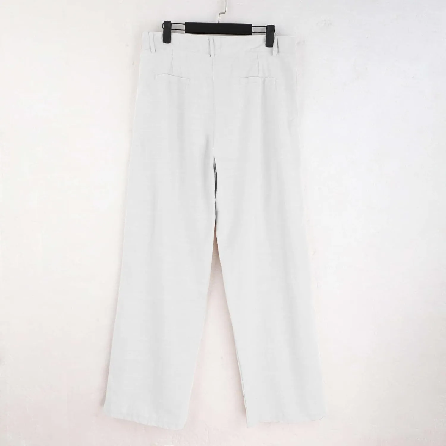 Men Casual Pants Linen Double Pleated Front Bag Belt Straight Leg Trousers Comfortable Breathable Business Work Pants