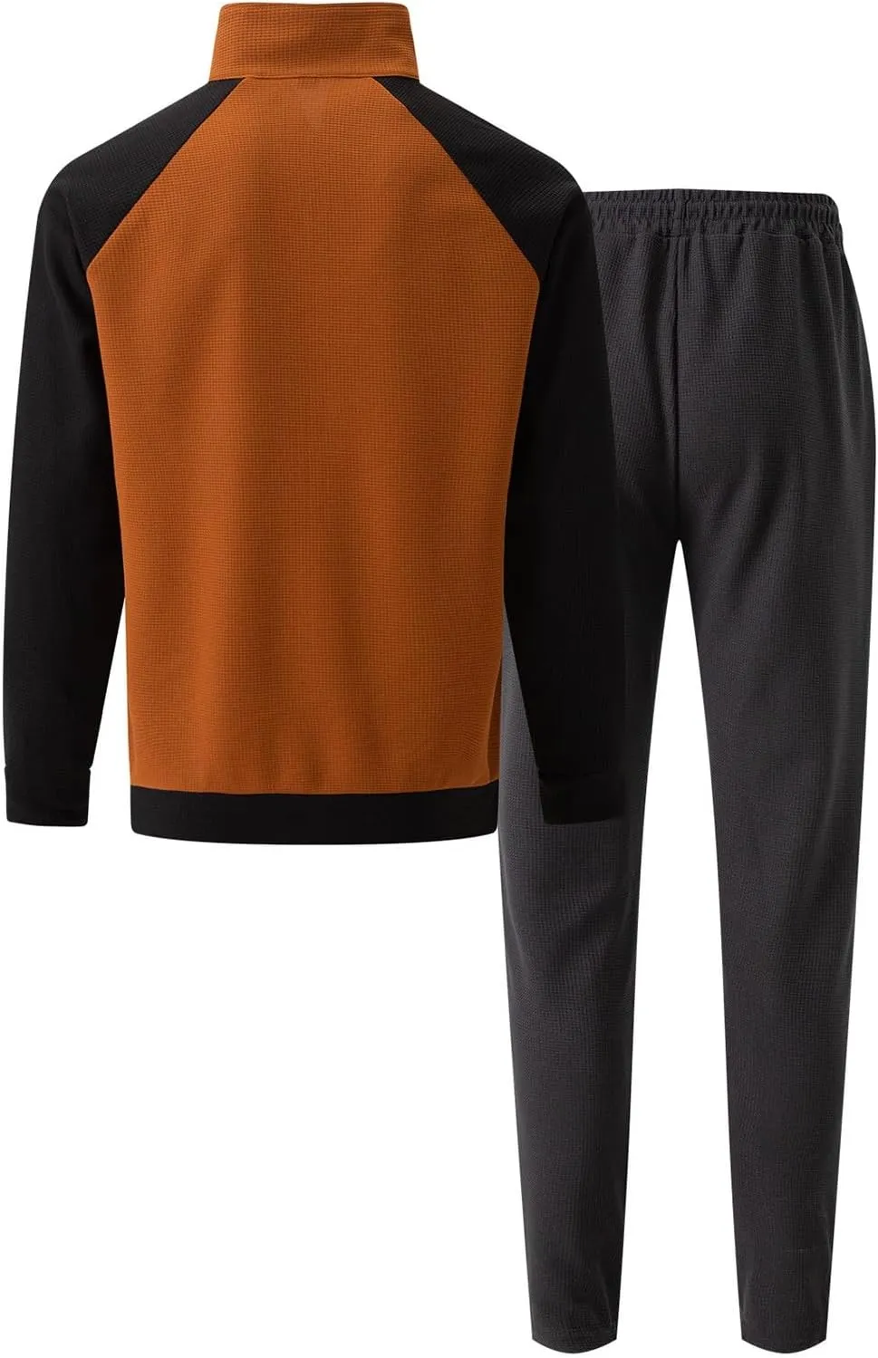 Men Fashion Set Texture Full Zipper Stand Collar Shoulder Long Sleeve Coat Jogging Pant Outdoor Sport Workout Outfits