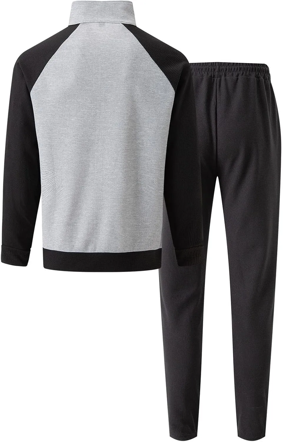 Men Fashion Set Texture Full Zipper Stand Collar Shoulder Long Sleeve Coat Jogging Pant Outdoor Sport Workout Outfits
