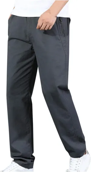 Men Plus Size Cargo Pants Light Lounge Pants Solid Outdoor Pants Hiking Pants with Pocket Relaxed Classic Pants