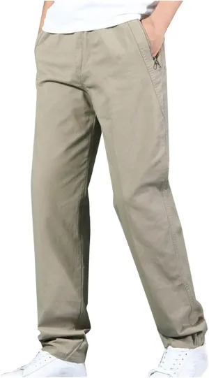 Men Plus Size Cargo Pants Light Lounge Pants Solid Outdoor Pants Hiking Pants with Pocket Relaxed Classic Pants