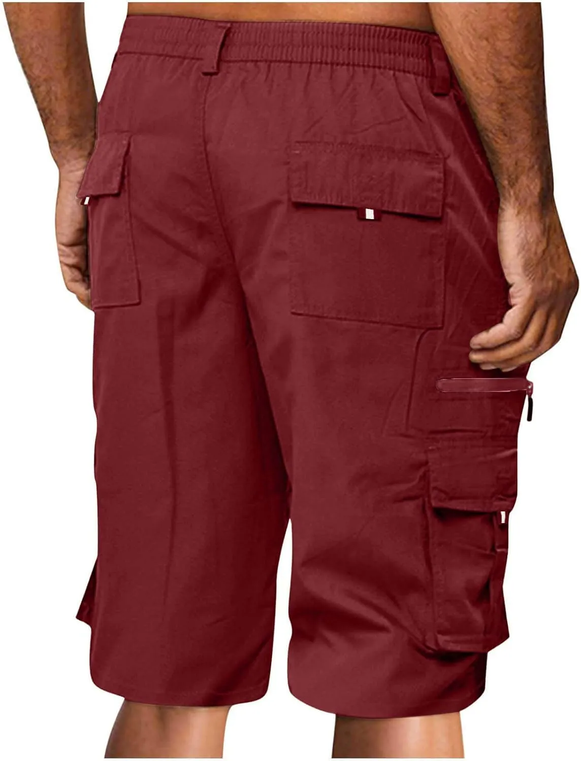 Men Shorts Casual Cargo Shorts Elastic Waist Multi Pocket Tooling Shorts Outdoor Fashion Regular Fit Athletic Shorts
