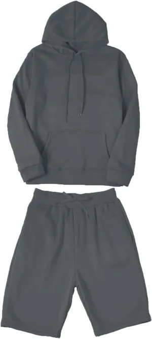 Men Tracksuit 2 Piece Casual Long Sleeve Hooded Sweatshirt Shorts Loose Lightweight Athletic Jogging Suit with Pocket