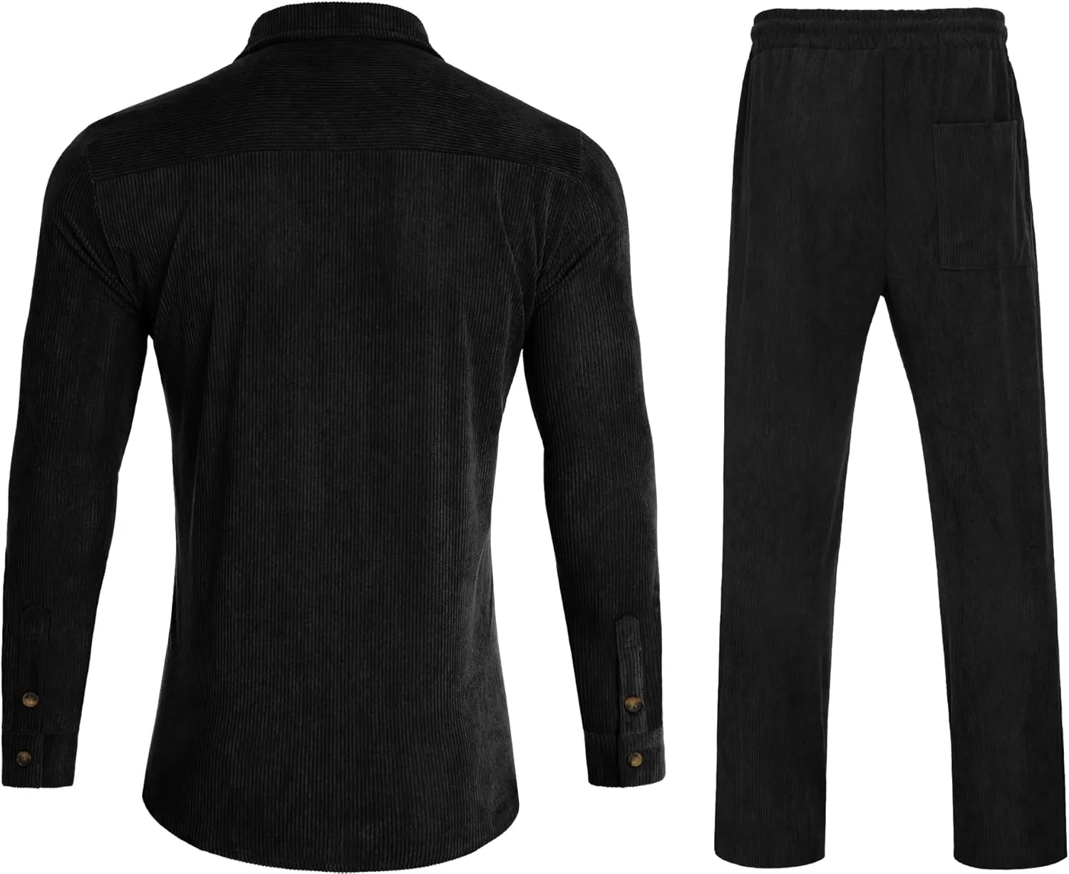 Men's 2 Piece Outfits Corduroy Casual Long Sleeve Shirt Pant Sets Fall Fashion Tracksuits