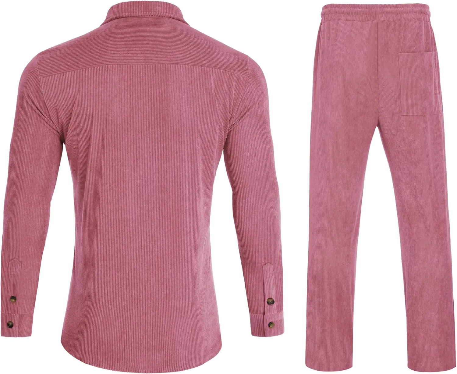 Men's 2 Piece Outfits Corduroy Casual Long Sleeve Shirt Pant Sets Fall Fashion Tracksuits