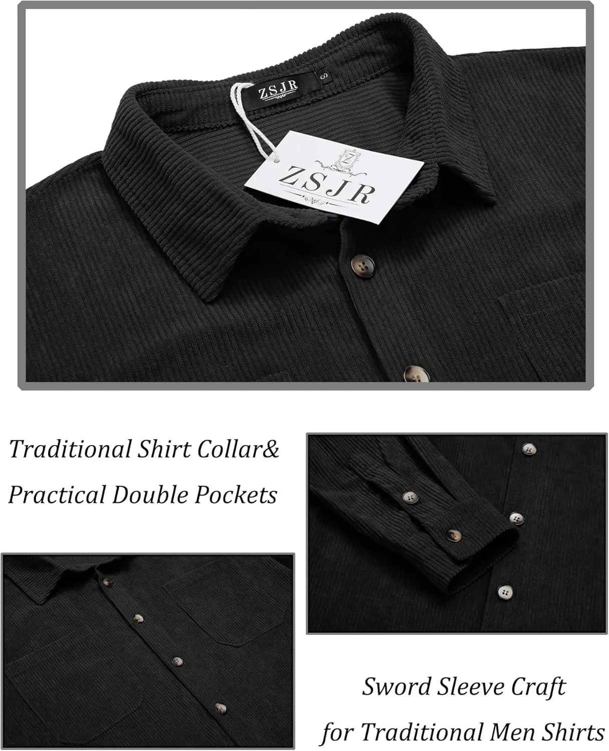 Men's 2 Piece Outfits Corduroy Casual Long Sleeve Shirt Pant Sets Fall Fashion Tracksuits