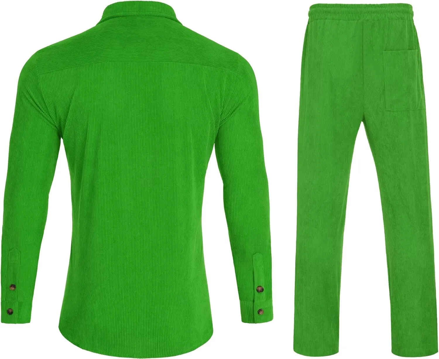 Men's 2 Piece Outfits Corduroy Casual Long Sleeve Shirt Pant Sets Fall Fashion Tracksuits