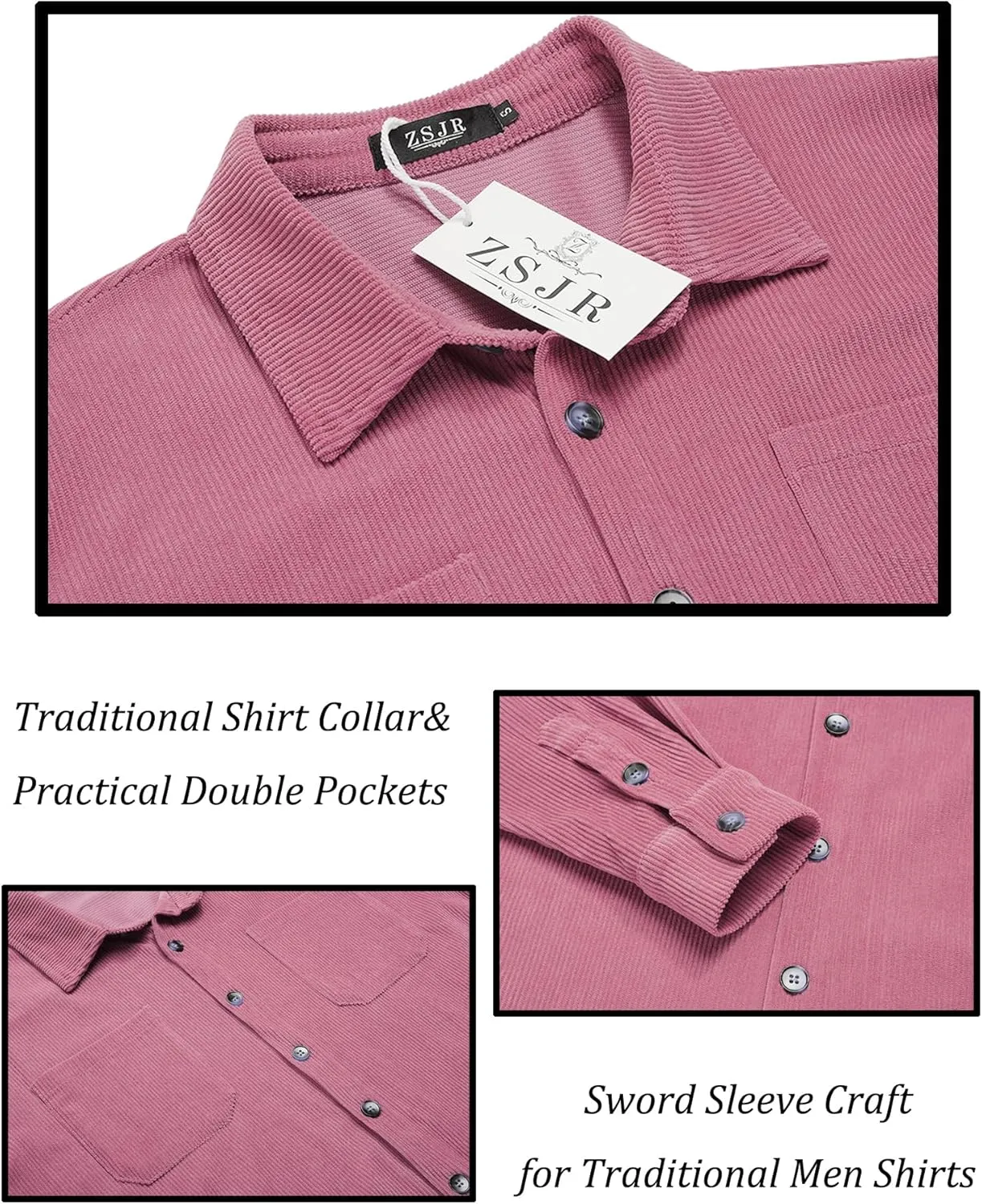 Men's 2 Piece Outfits Corduroy Casual Long Sleeve Shirt Pant Sets Fall Fashion Tracksuits