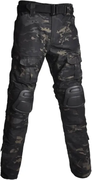 Men's Camouflage Assault/Tactical Pants With Knee Pads, Rip Stop Cargo Camo Hunting Pants