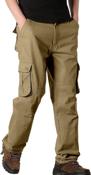 Men's Casual Cargo Pants Workout Joggers Stretch Sweatpants Hiking Drawstring Tactical Trousers with Multi Pockets