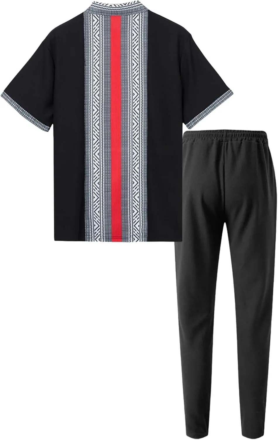 Men's Casual Tracksuit 2 Piece Graphic Color Matching Cardigan Short Sleeve Waffle Shirts Trousers Summer Sweatsuit