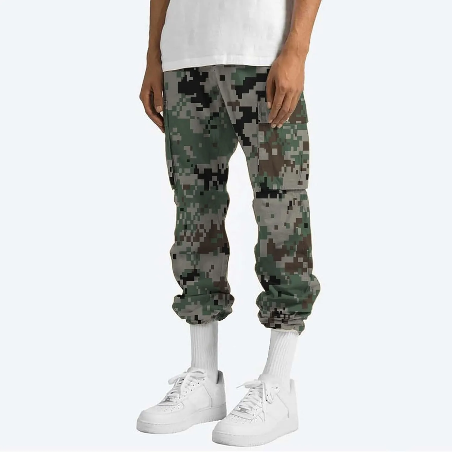 Men's Cotton Casual Sweatpants Color Pocket Trousers Loose Sports Trousers Sweatpants Track Training Athletic Jogger