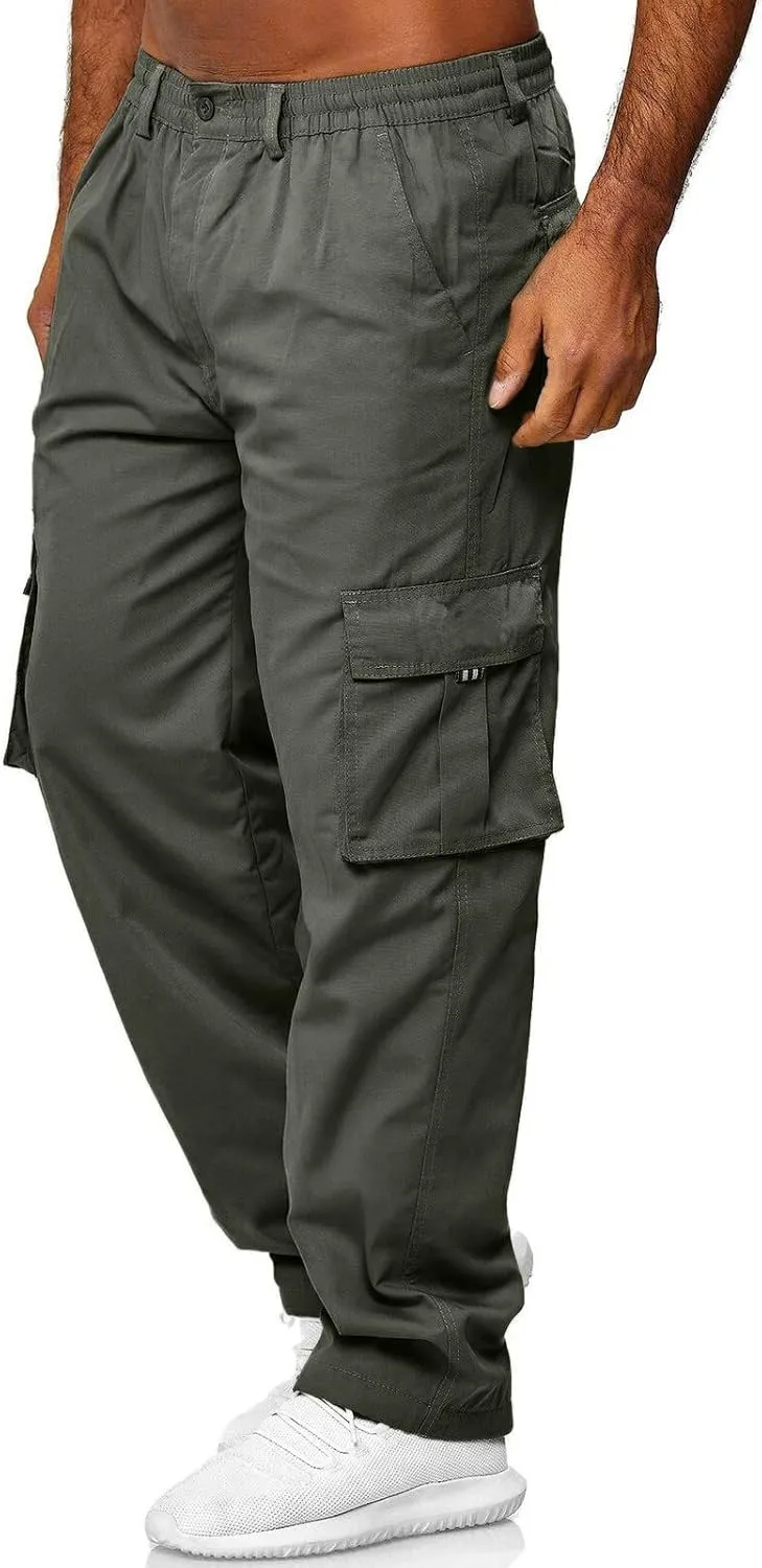 Men's Cotton Casual Sweatpants Color Pocket Trousers Loose Sports Trousers Sweatpants Track Training Athletic Jogger