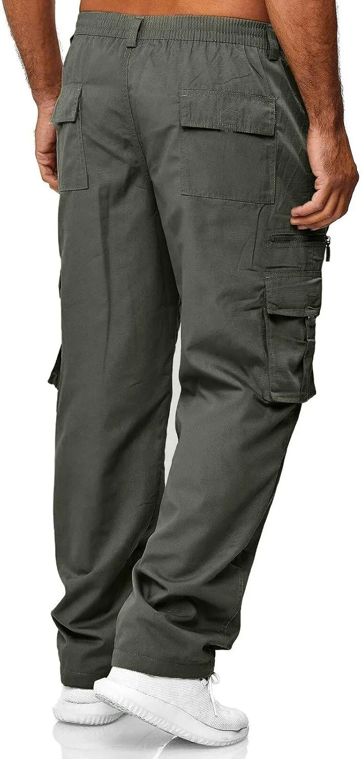 Men's Cotton Casual Sweatpants Color Pocket Trousers Loose Sports Trousers Sweatpants Track Training Athletic Jogger