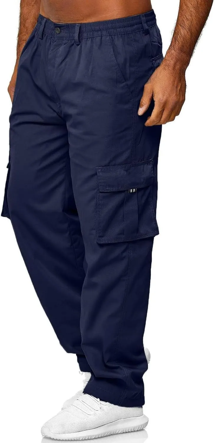 Men's Cotton Casual Sweatpants Color Pocket Trousers Loose Sports Trousers Sweatpants Track Training Athletic Jogger