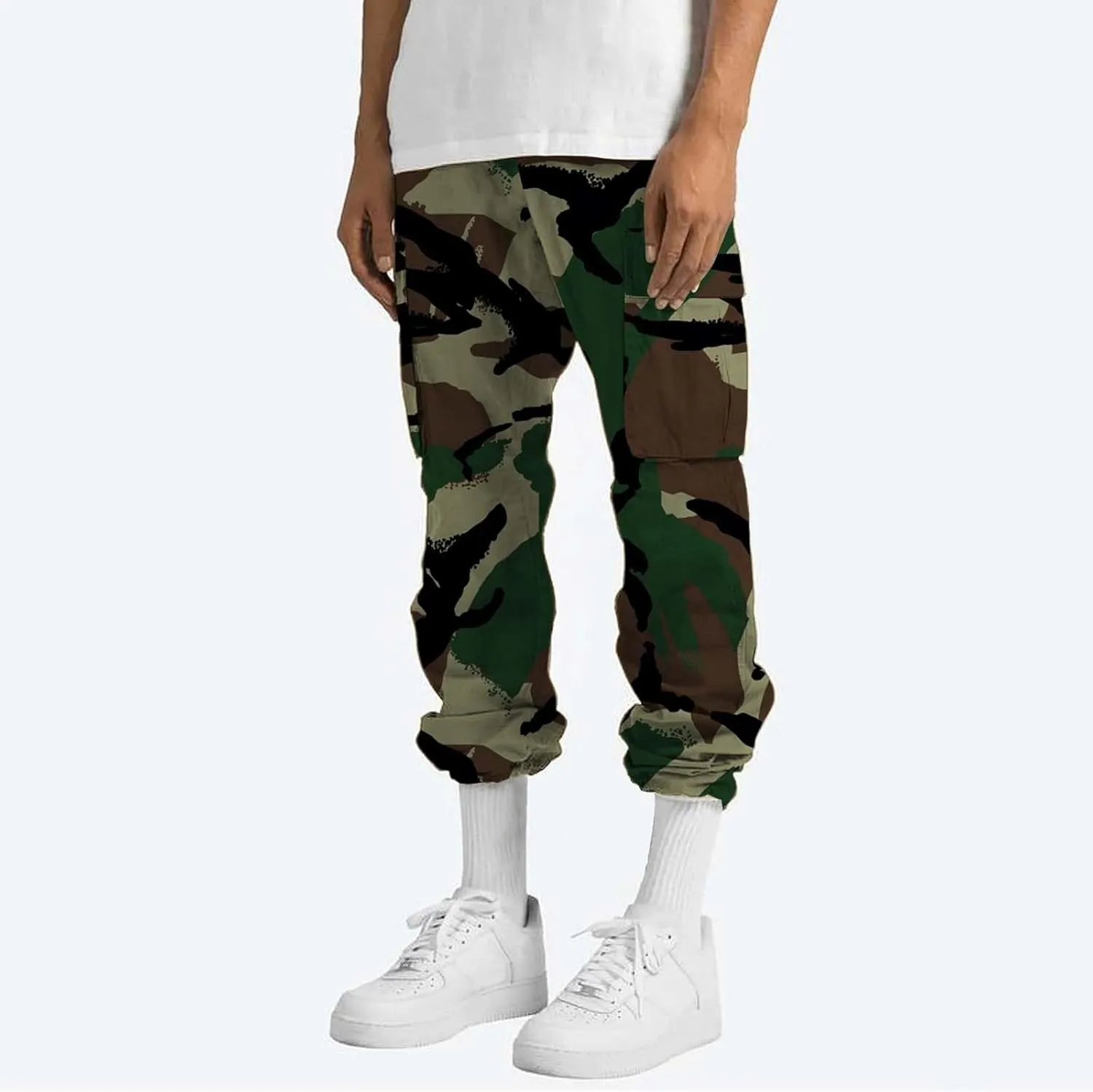 Men's Cotton Casual Sweatpants Color Pocket Trousers Loose Sports Trousers Sweatpants Track Training Athletic Jogger