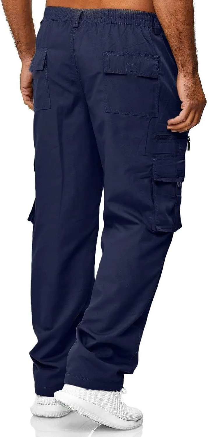 Men's Cotton Casual Sweatpants Color Pocket Trousers Loose Sports Trousers Sweatpants Track Training Athletic Jogger