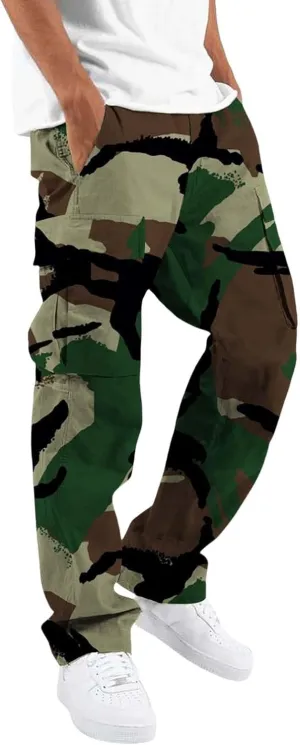 Men's Cotton Casual Sweatpants Color Pocket Trousers Loose Sports Trousers Sweatpants Track Training Athletic Jogger
