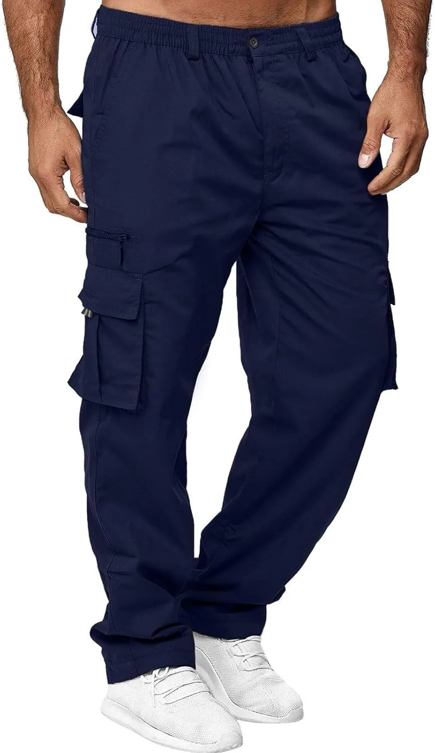 Men's Cotton Casual Sweatpants Color Pocket Trousers Loose Sports Trousers Sweatpants Track Training Athletic Jogger