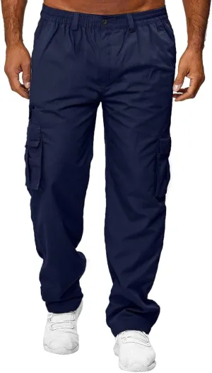 Men's Cotton Casual Sweatpants Color Pocket Trousers Loose Sports Trousers Sweatpants Track Training Athletic Jogger