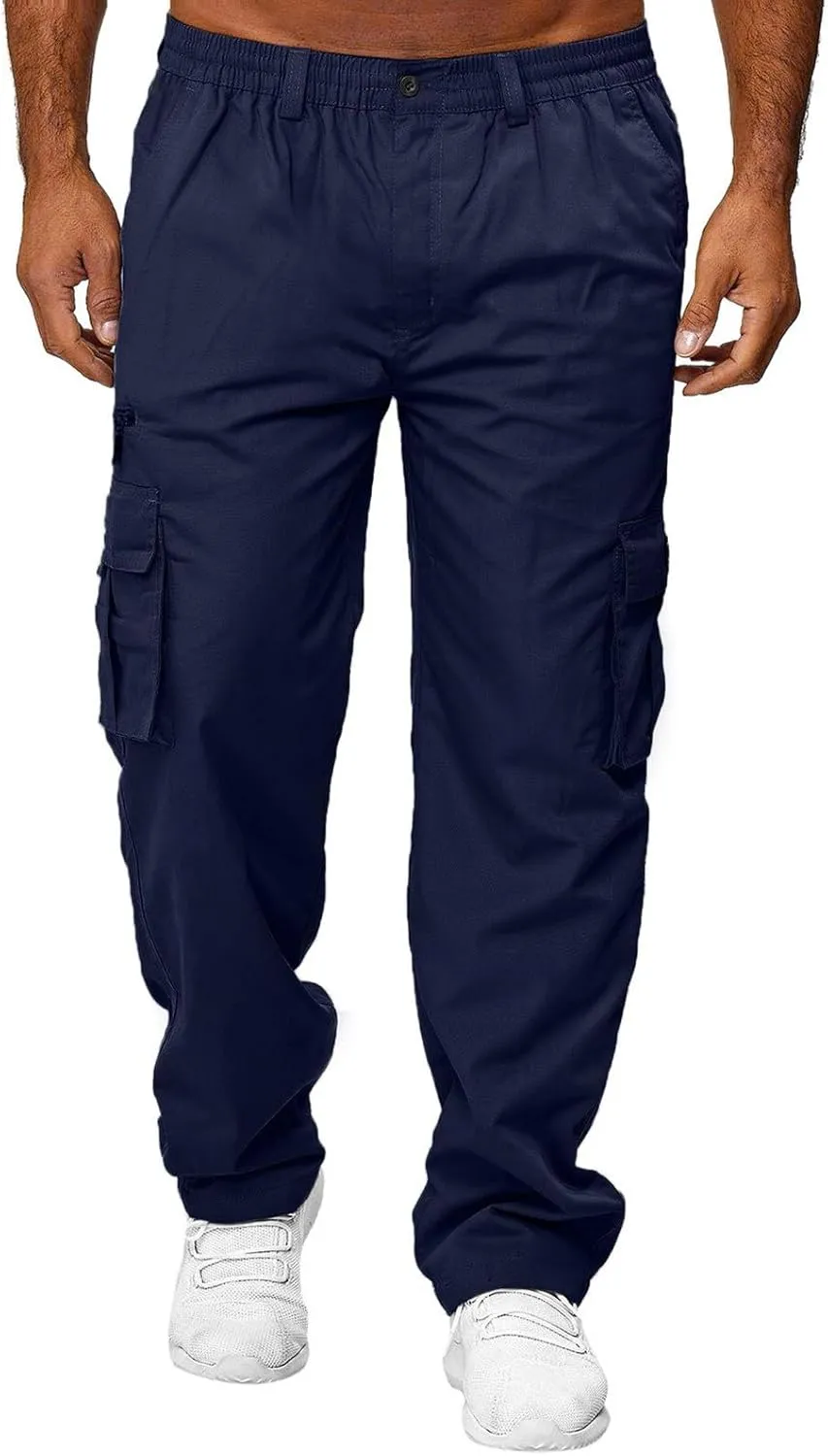 Men's Cotton Casual Sweatpants Color Pocket Trousers Loose Sports Trousers Sweatpants Track Training Athletic Jogger