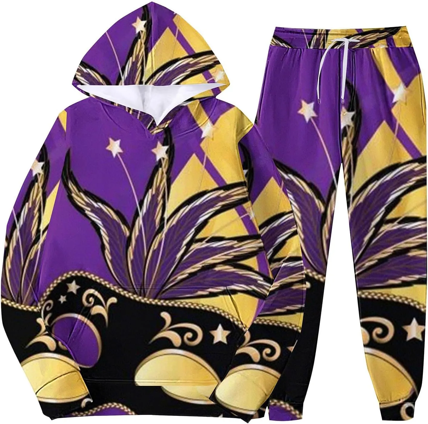 Men's Festival Carnival Set Casual 3D Printed Long Sleeve Hooded Sweatshirts Sweatpants Outdoor Active Party Clothes