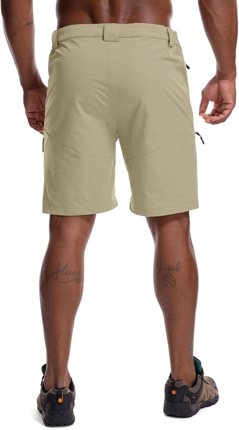 Men's Hiking Cargo Shorts 8" Lightweight Outdoor Work Shorts for Men Travel Golf Tactical Casual with 5 Zipper Pockets