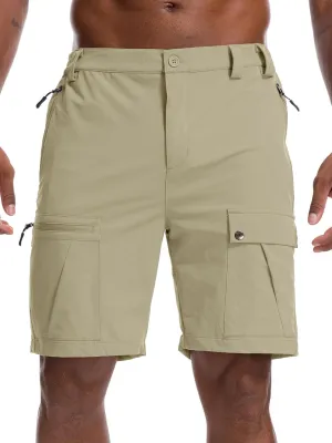 Men's Hiking Cargo Shorts 8" Lightweight Outdoor Work Shorts for Men Travel Golf Tactical Casual with 5 Zipper Pockets