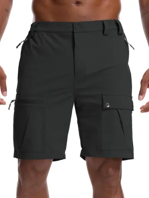 Men's Hiking Cargo Shorts 8" Lightweight Outdoor Work Shorts for Men Travel Golf Tactical Casual with 5 Zipper Pockets