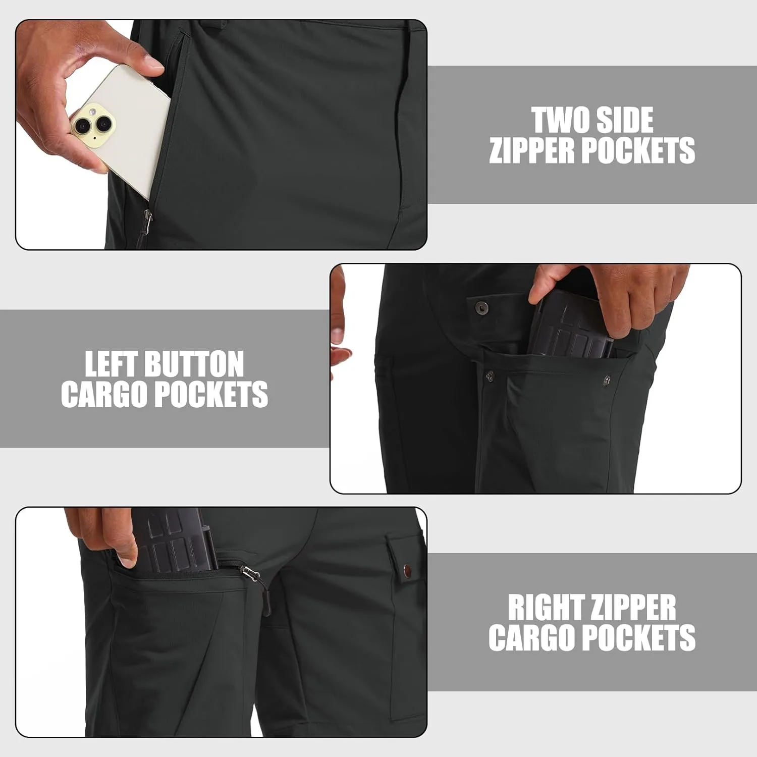 Men's Hiking Cargo Shorts 8" Lightweight Outdoor Work Shorts for Men Travel Golf Tactical Casual with 5 Zipper Pockets