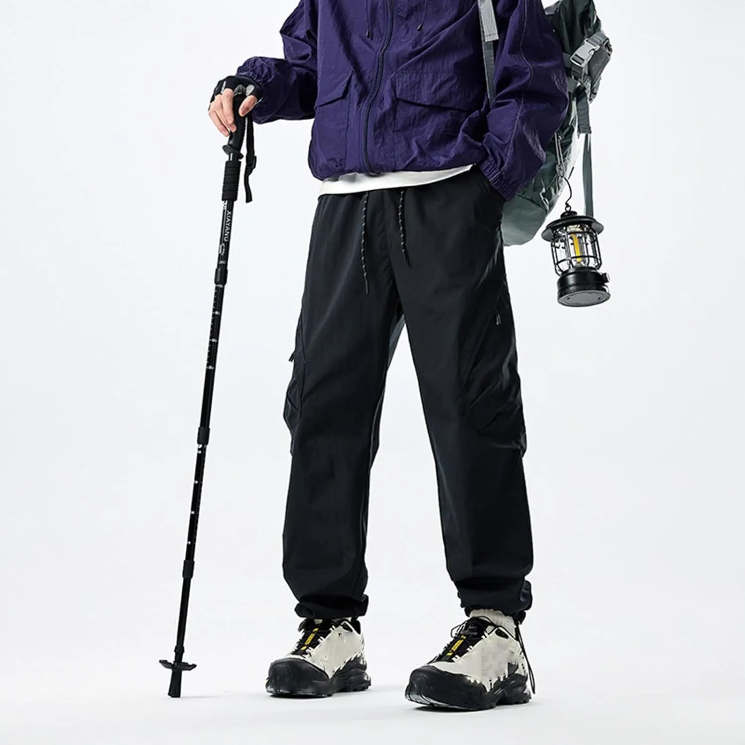 Mens Hiking Pants Lightweight Quick Dry Waterproof Cargo Pant Casual with Adjustable Drawstring Multi Pockets Outdoor