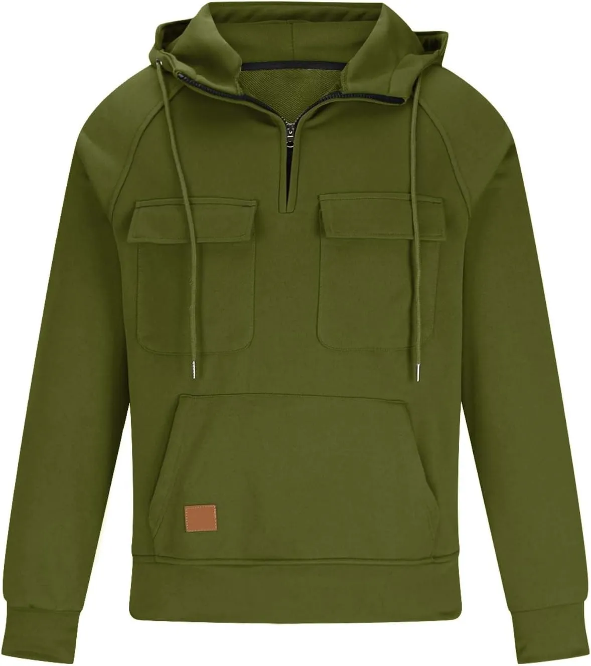 Mens Hoodies Graphic Design Quarter-Zip Drawstring Cargo Tactical Sweatshirts Fashion Long Sleeve Hooded Pullover