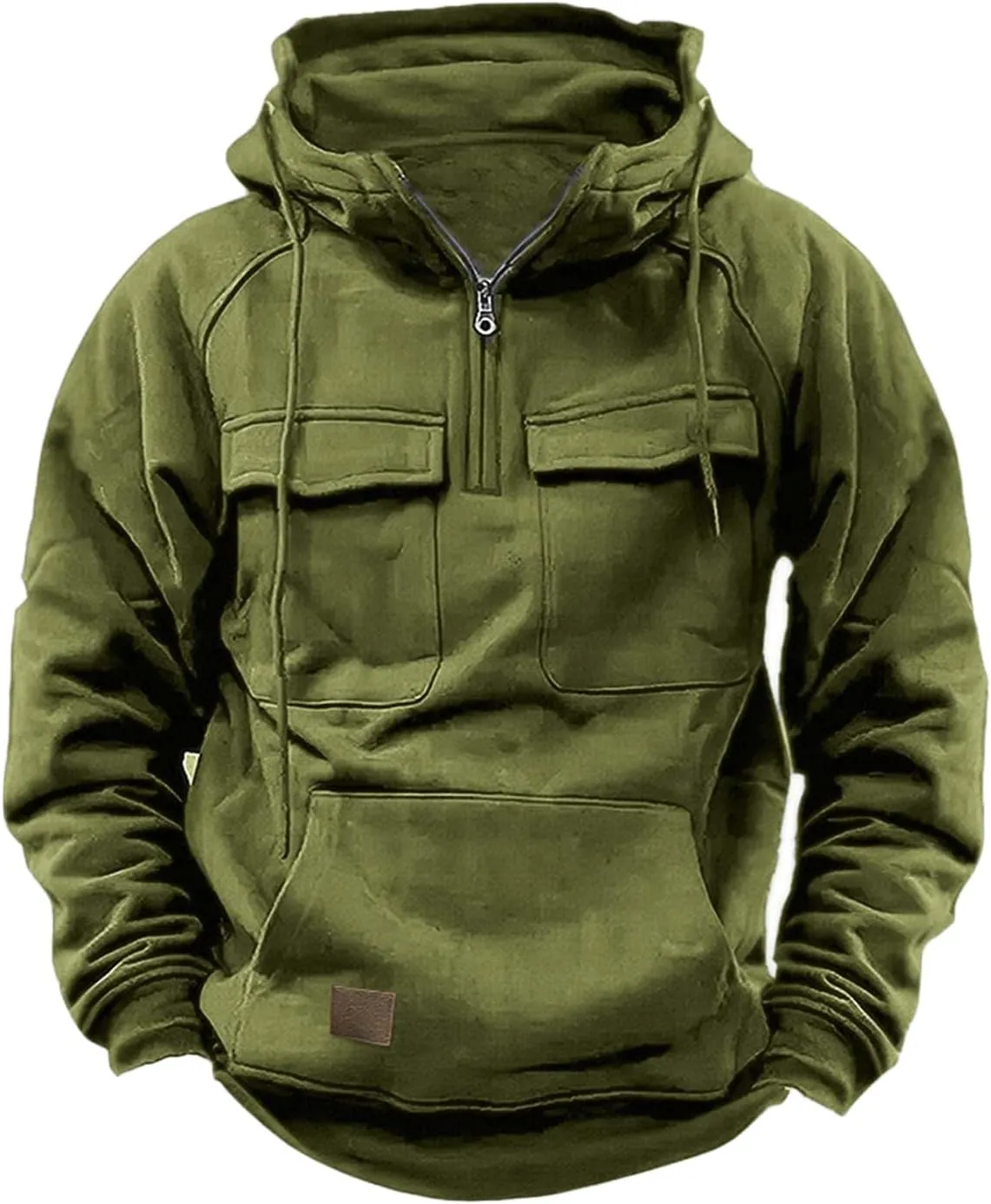 Mens Hoodies Graphic Design Quarter-Zip Drawstring Cargo Tactical Sweatshirts Fashion Long Sleeve Hooded Pullover