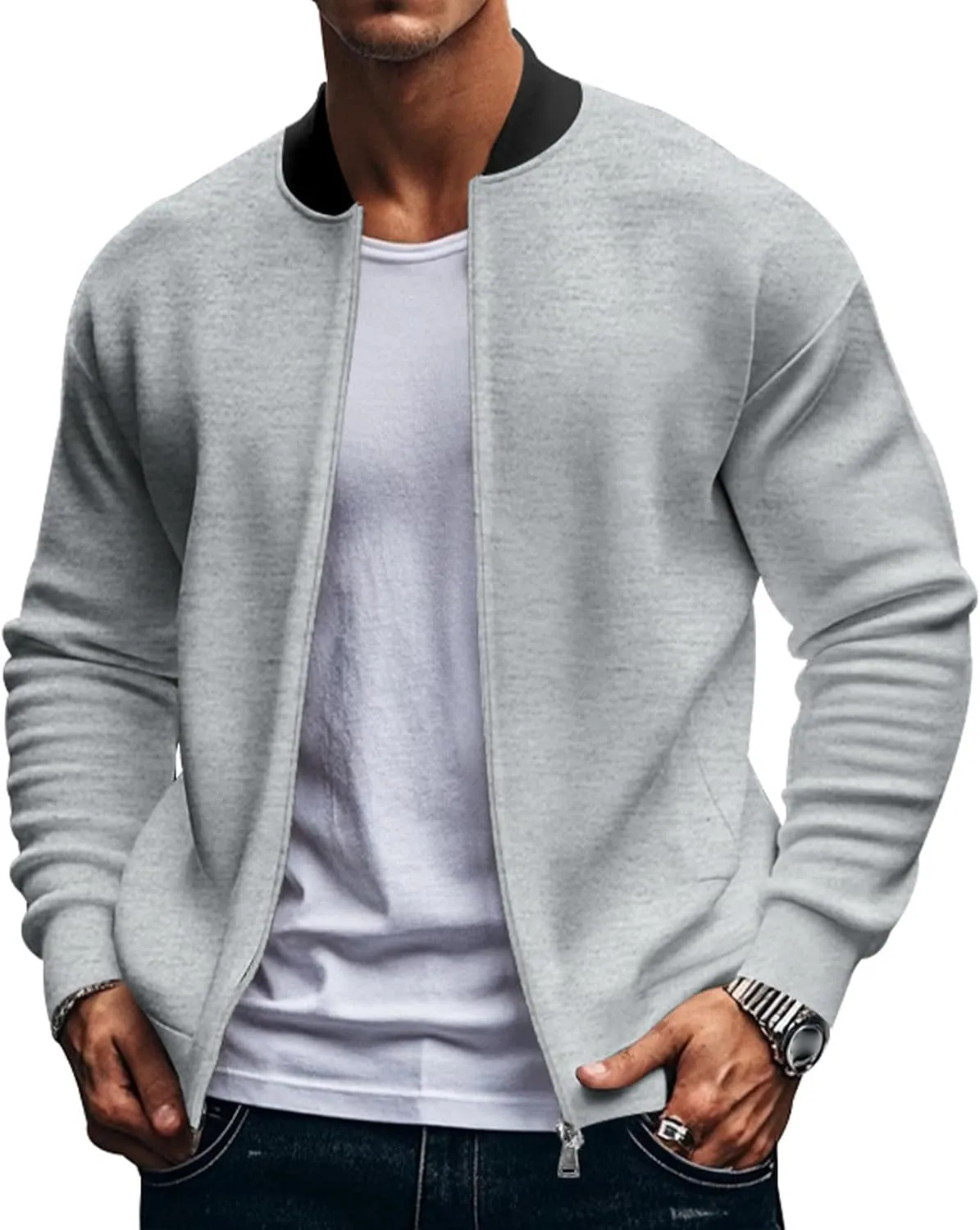 Men's Lightweight Bomber Jackets Light Track Jacket Golf Fashion Coat Zip Up Outerwear Outdoor Casual Sportswear Fall