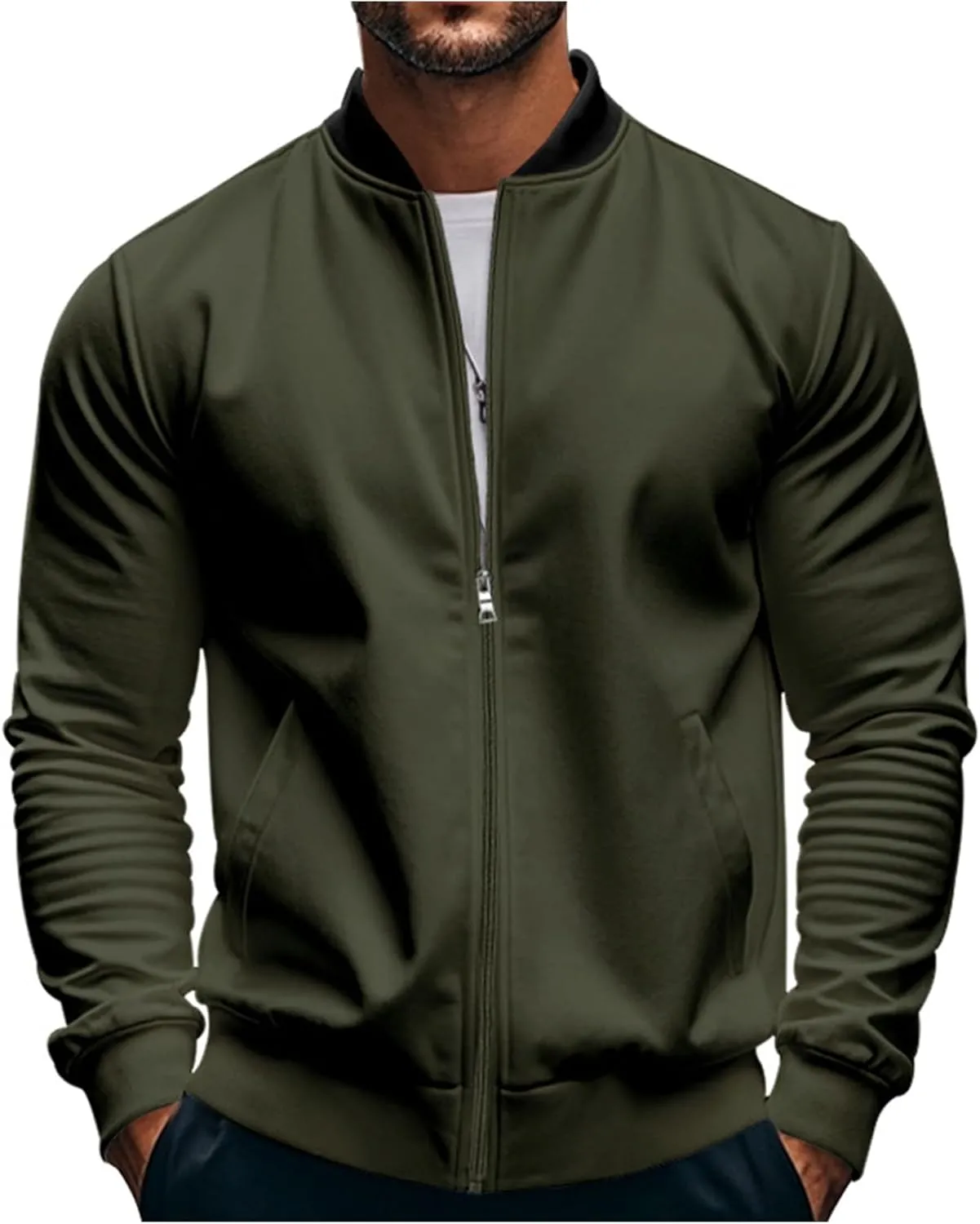 Men's Lightweight Bomber Jackets Light Track Jacket Golf Fashion Coat Zip Up Outerwear Outdoor Casual Sportswear Fall