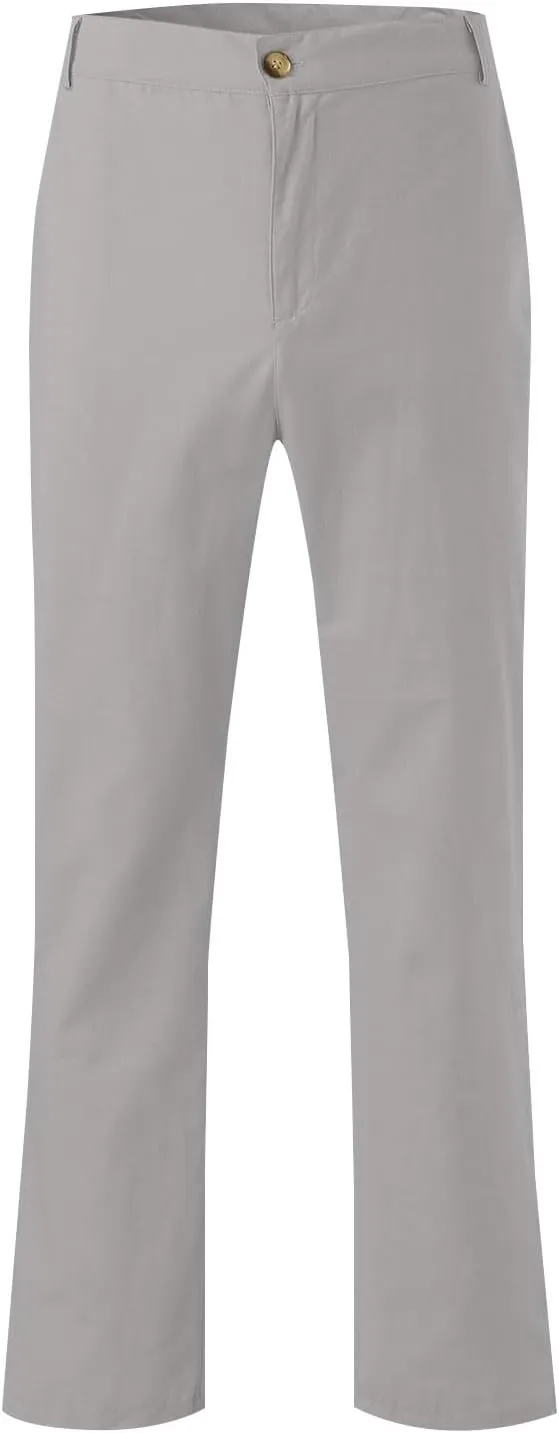 Men's Linen Pants Loose Fit Casual Summer Office Business Dress Pant Lightweight Baggy Beach Plain Vacation Trousers