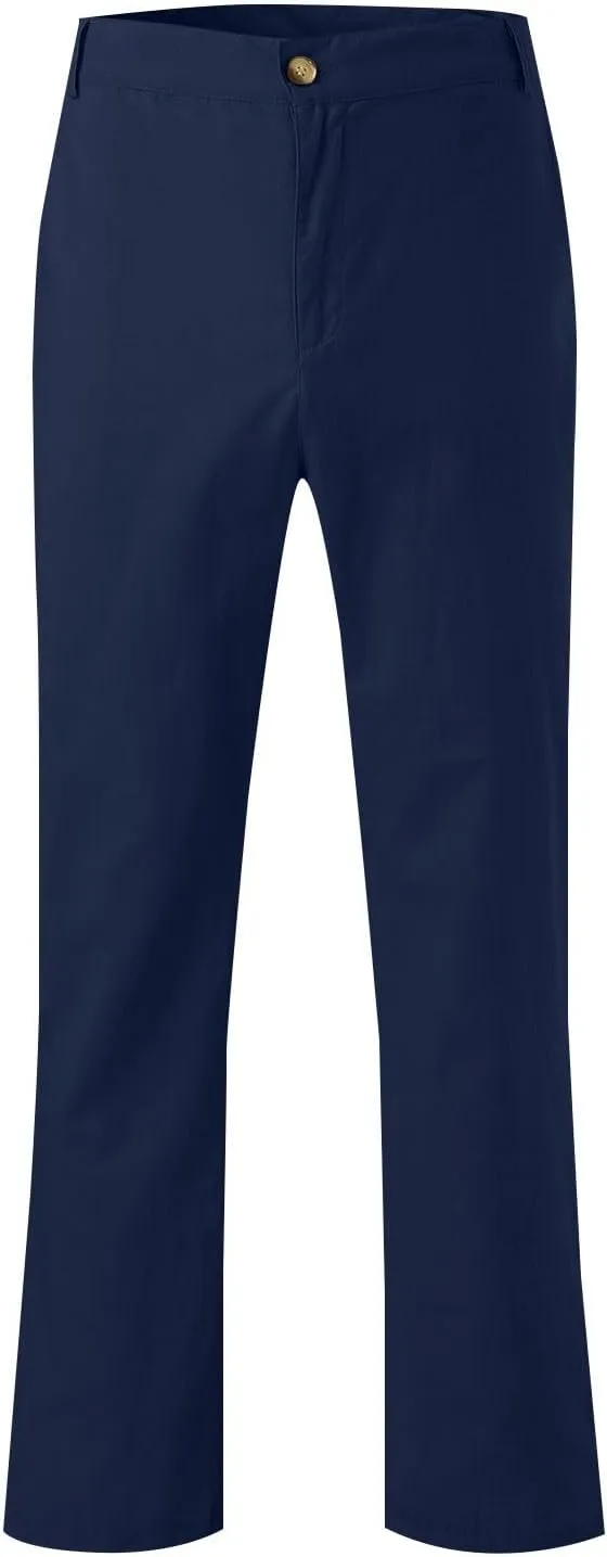 Men's Linen Pants Loose Fit Casual Summer Office Business Dress Pant Lightweight Baggy Beach Plain Vacation Trousers