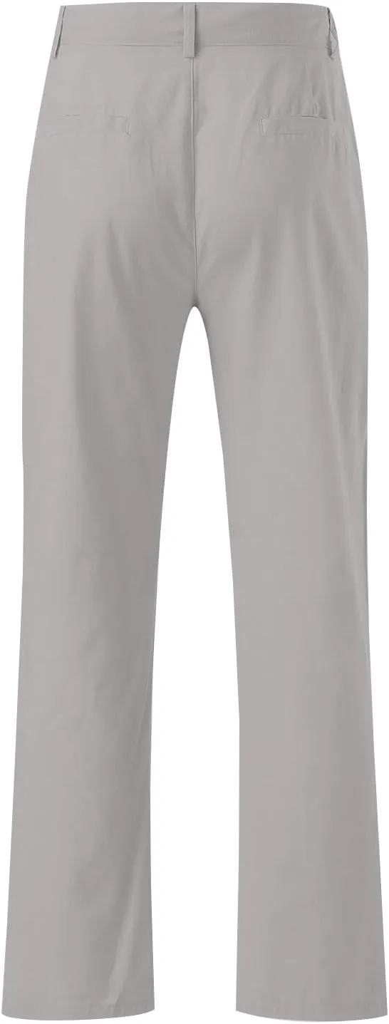 Men's Linen Pants Loose Fit Casual Summer Office Business Dress Pant Lightweight Baggy Beach Plain Vacation Trousers