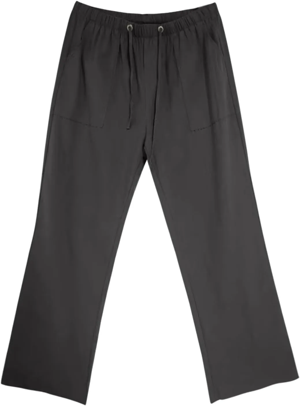 Men's Linen Pants Trendy Summer Elastic Waist Straight Leg Plain Pant Breathable Long Length Dailywear Beach Trousers