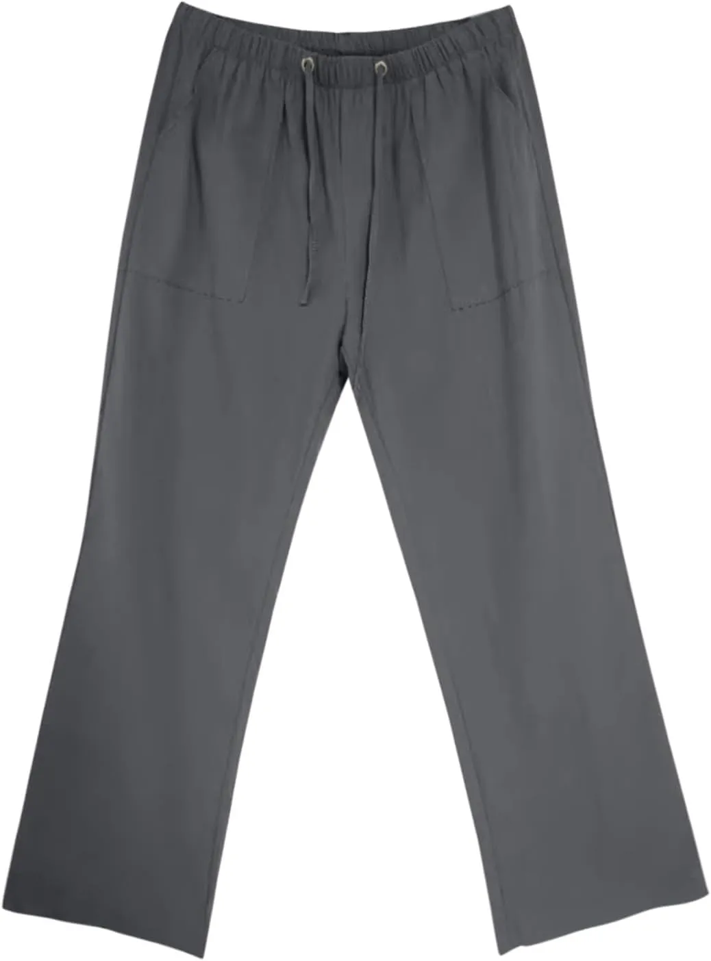 Men's Linen Pants Trendy Summer Elastic Waist Straight Leg Plain Pant Breathable Long Length Dailywear Beach Trousers