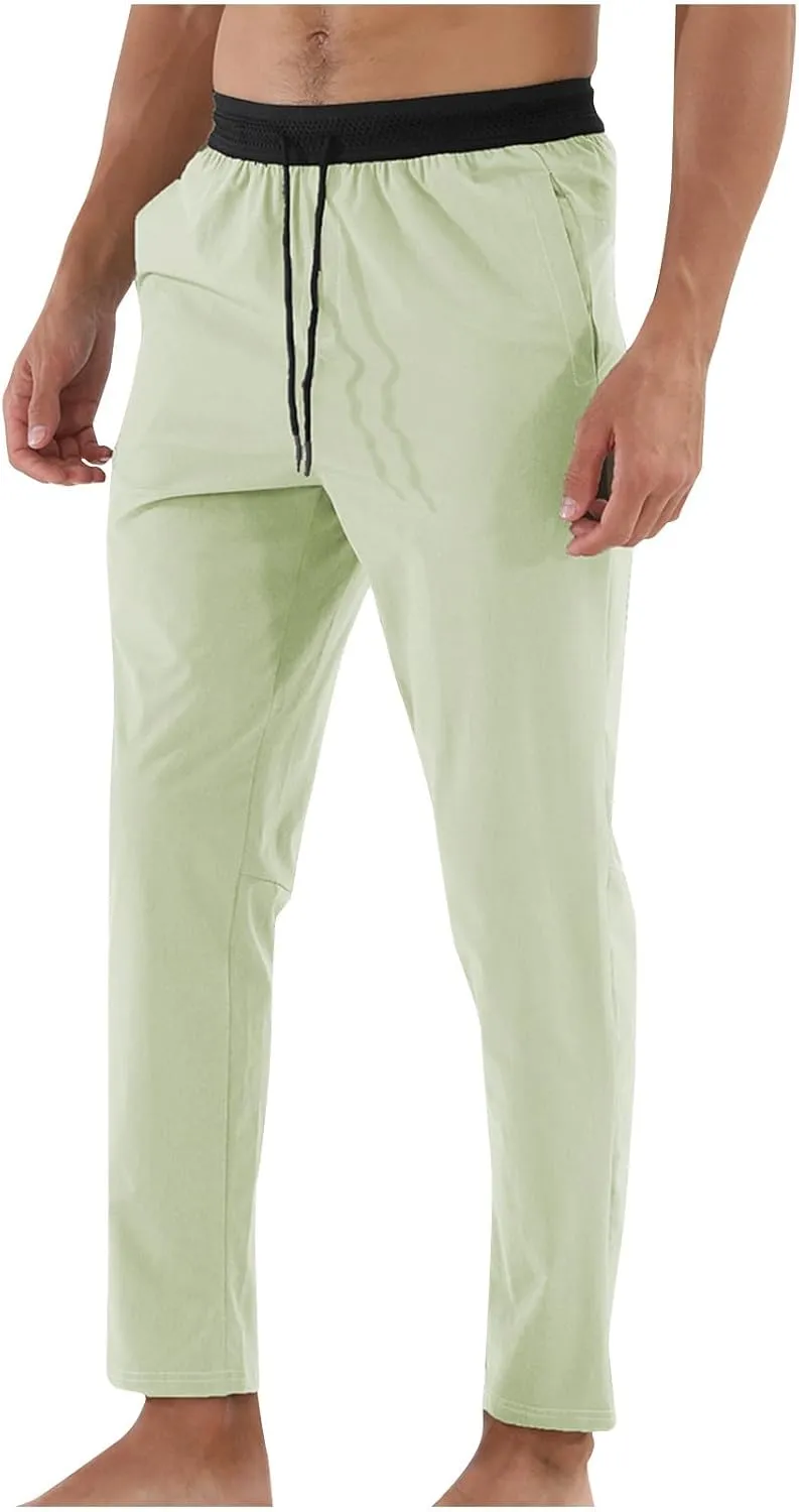 Men's Outdoor Sweatpant Quick Dry Straight Leg Sweat Pants Breathable Casual Drawstring Athletic Workout Running Pant